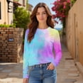 thumbnail image 4 of WHEANG Long Sleeve Shirts For Women Crew Neck Long Sleeve Printed Basic Tee Imitation Cotton Soft Comfy Casual Loose Fit Top 1Pc Purple S-4Xl, 4 of 9