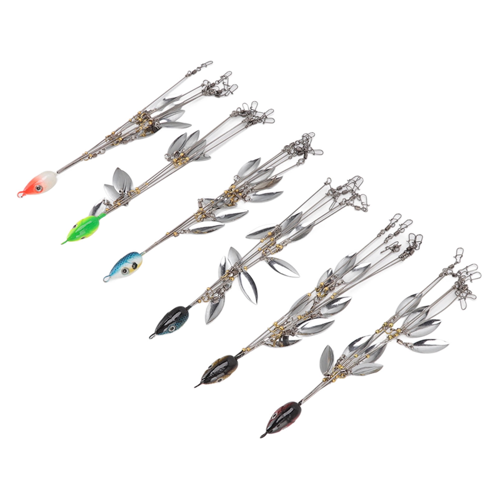 Riousery 6 Pcs Umbrella Rigs with Sequin Fishing Lures, 5 Arms 8 Blades Bass Bait Rig Set for Freshwater & Saltwater Fishing (8.27 inches / 21 cm)