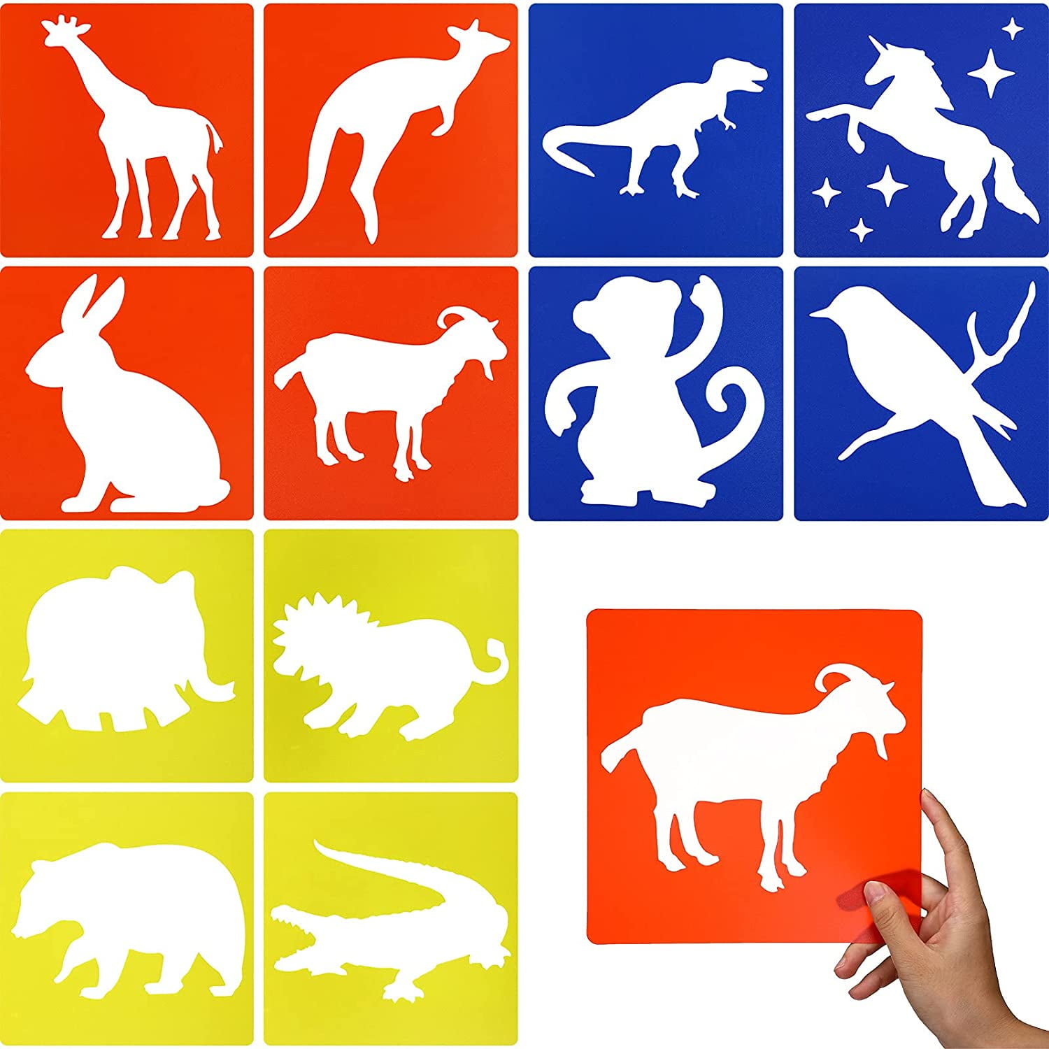 12 Pieces Animal Shape Stencils Set Painting Art Drawing Templates Stencils 8 x 8 Inches Dinosaur Rabbit Giraffe Kangaroo Monkey Washable Reusable Animal Stencils for Kids Learning Painting | Walmart Canada 12 Pieces Animal Shape Stencils Set Painting Art Drawing Templates Stencils 8 x 8 Inches Dinosaur Rabbit Giraffe Kangaroo Monkey Washable Reusable Animal Stencils for Kids Learning Painting | Walmart Canada