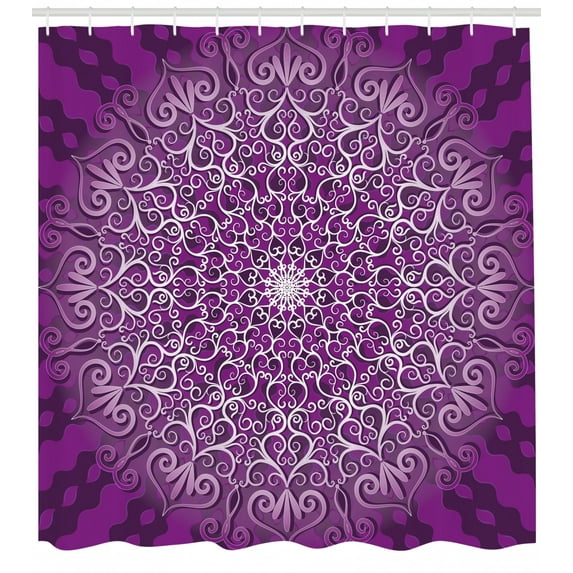Ambesonne Purple Mandala Shower Curtain, Tibetian Cosmos, 69"Wx75"L, White Purple