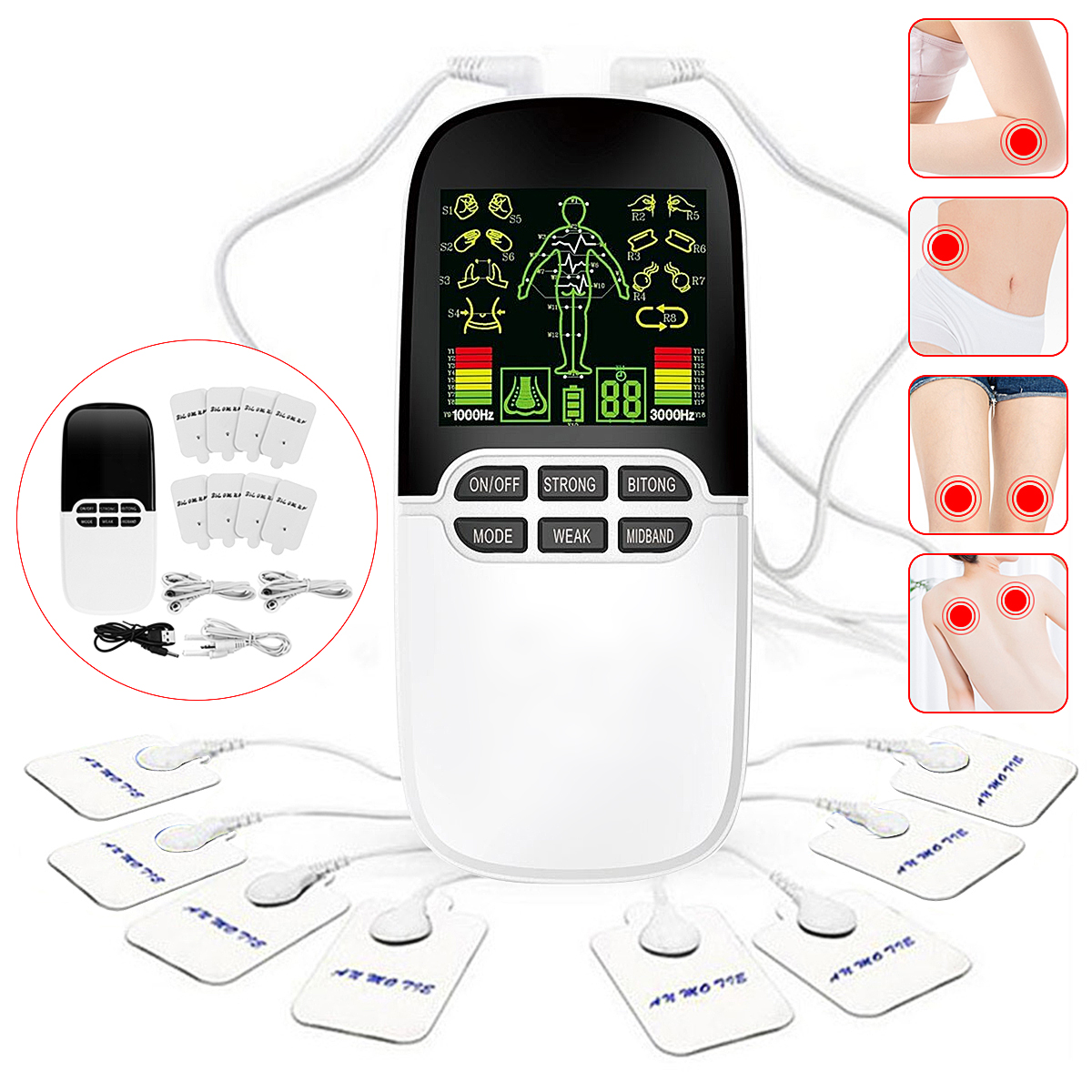 TENS Unit Electronic Pulse Massager with 8 Pads 8 Modes Muscle