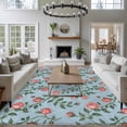 thumbnail image 3 of 6'x9' Area Rugs, Spring Roses Botanical Indoor Outdoor Area Rug for Living Room Bedroom, Farmhouse Floral Blue Washable Bathroom Rugs Kitchen Floor Carpet Mats Home Decor Aesthetic, 3 of 8