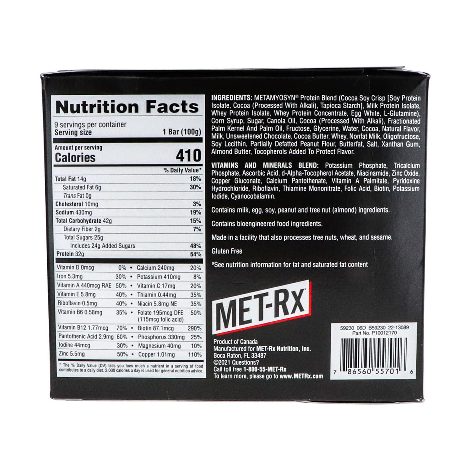 Met-Rx Big100 Bar - Colossal Super Cookie Crunch, 9 Count (NUTRITION BAR WITH PROTEIN)