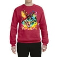 thumbnail image 2 of Wild Bobby Dean Russo Colorful Blue Eyes Cat Cat Lover Unisex Crewneck Graphic Sweatshirt, Vintage Heather Red, X-Large, 2 of 5