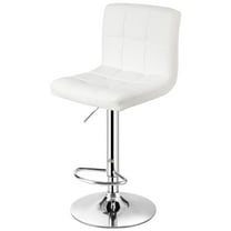Bar Stool, Comfortable Swivel Adjustable PU Leather Bar Chair with Backrest, Soft Cushioned Seat, Footrest, Sturdy Metal Frame, Barstools for Kitchen, Pub, White