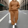 thumbnail image 2 of UPPADA Womens 2 Piece Lounge Set Plus Size 2 Piece Lounge Sets for Curvy Women Loose Crewneck Sweatshirt and Sweatpants Set Fall Brown,XL, 2 of 8