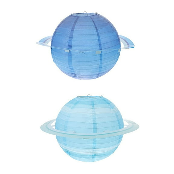 HOMEMAXS  2 Pcs Solar System Paper Lanterns Decorations Lights Child Blue