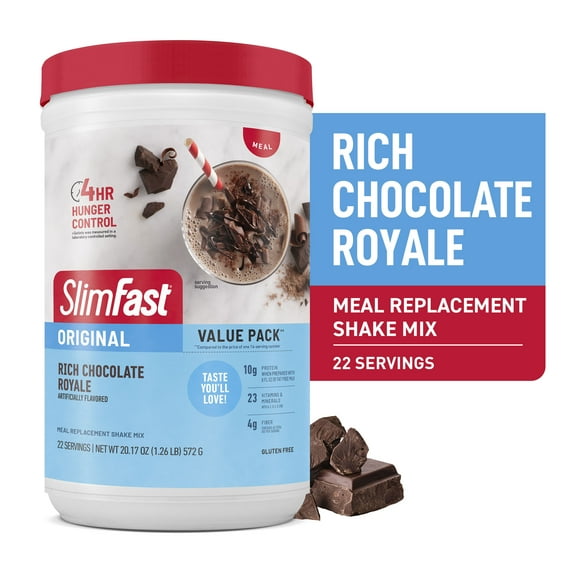SlimFast Original Meal Replacement Shake Mix, Rich Chocolate Royale, 20.18 oz, 22 Servings