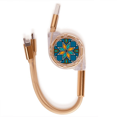 thumbnail image 1 of Azul naranja Marruecos Abstract Flower Cable de carga telescópico múltiples USB tres en uno, 1 of 3