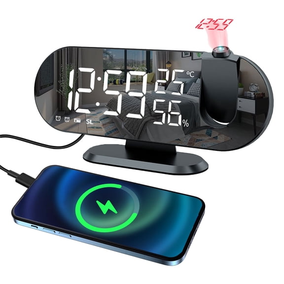 sruoe Alarm Clock, Alarm Clocks for Bedroom, Smart Alarm Clock, Clock Alarm, Deep Sleep Alarm Clocks, Bell Alarm Clock, Wireless Charging Home, Plastic
