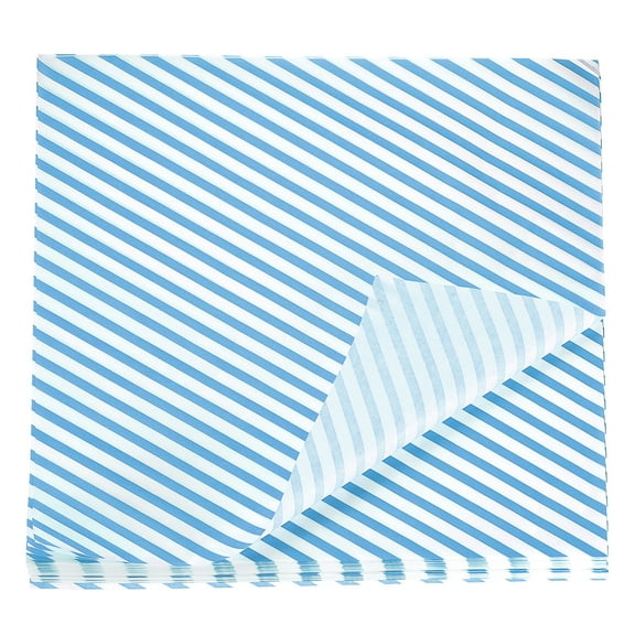 Uxcell 100pcs Square Stripes Wax Paper Sheets 12" x 12" Oil-absorbing Dry Food Wrapping Paper for Sandwich Baking Paper Liners Picnic Basket Bread Hamburger Wrap Kitchen, Blue