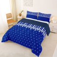 thumbnail image 3 of Castle Fairy Retro Vertical Stripe King Size Comforter Sets 3pcs,Minimalism Heart Dot Comforters King Size,Royal Blue White,Reversible,1 Comforter and 2 Pillowcases, 3 of 6