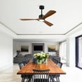 thumbnail image 4 of 52 Inch Solid Wood Ceiling Fan With Dimmable LED Light Kit And Remote Control 6 Speed DC Motor For Living Room Bedroom Patio Indoor Use Matte Black, 4 of 9