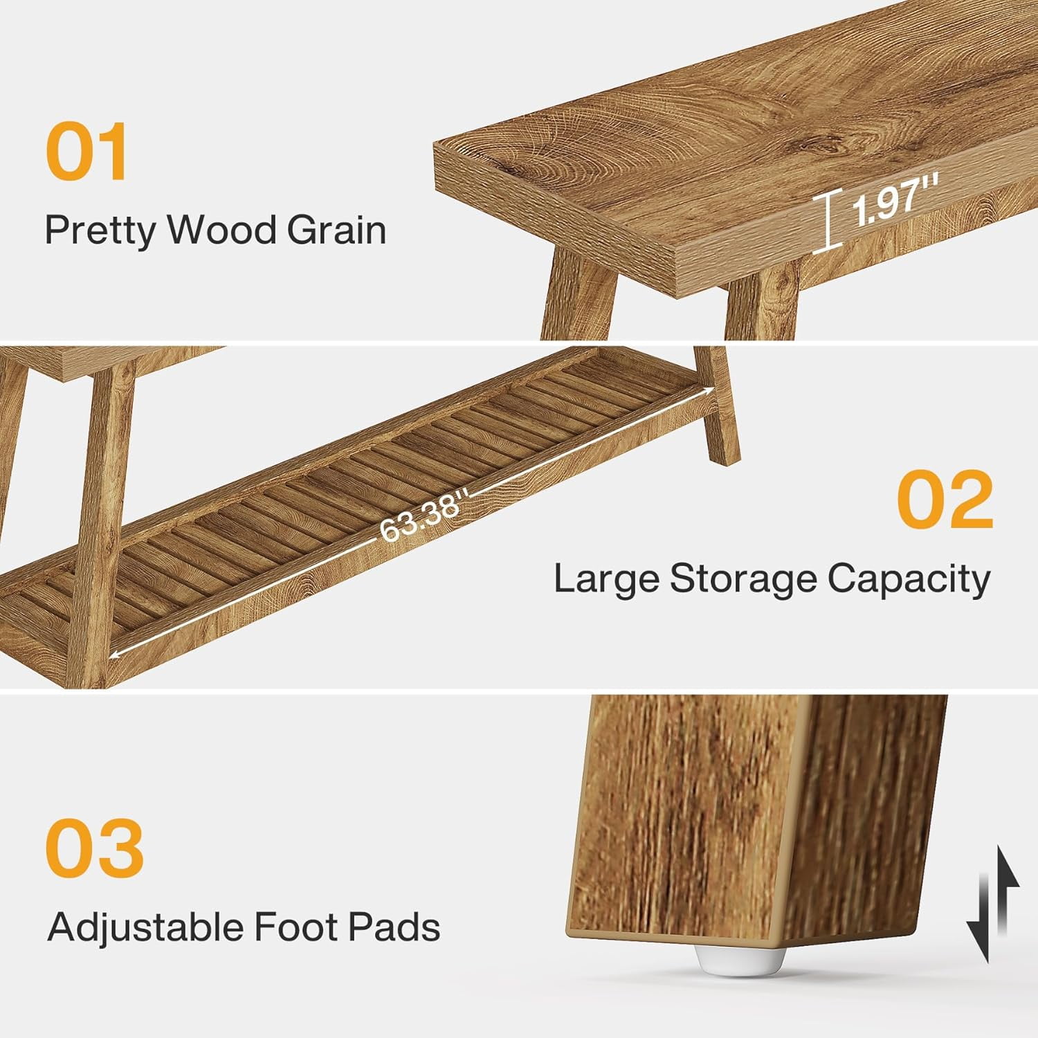 Tribesigns 70.9" Farmhouse Console Table: 2-Tier Wood Entryway Table, Light Brown