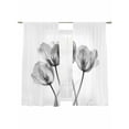 thumbnail image 2 of Grey Spring Tulip Floral Semi Sheer Curtains 72 Inch Length 2 Panels Set, Pastoral Flowers Watercolor Sheer Kitchen Curtain Privacy Voile Window Curtain for Living Room Bedroom Rod Pocket Drapes, 2 of 7