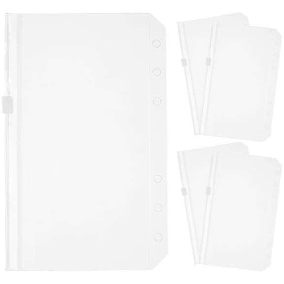 NICEXMAS 5Pcs Six Holes Zipper Binder Pouches Clear PVC Document Storage Bags for Study Business