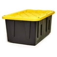 thumbnail image 3 of Exlonjet Durabit 27 Gallon Stackable Home Storage Container Bins Heavy Duty Opaque Base Organization Totes with Snap On Lid, 2 Pack, Black and Yellow, 3 of 5
