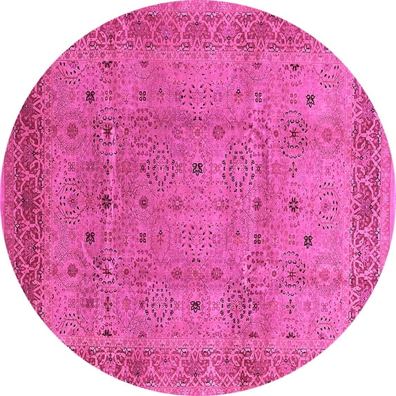 Ahgly Company Indoor Round Oriental Pink Industrial Area Rugs, 3' Round