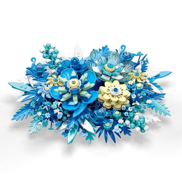 910pcs Blue Flower Building Block Toy Set, Flower and Plant Series Building Block Toys, Home Decoration, Best Gift for Mother's Day, Valentine's Day, Christmas and Birthday