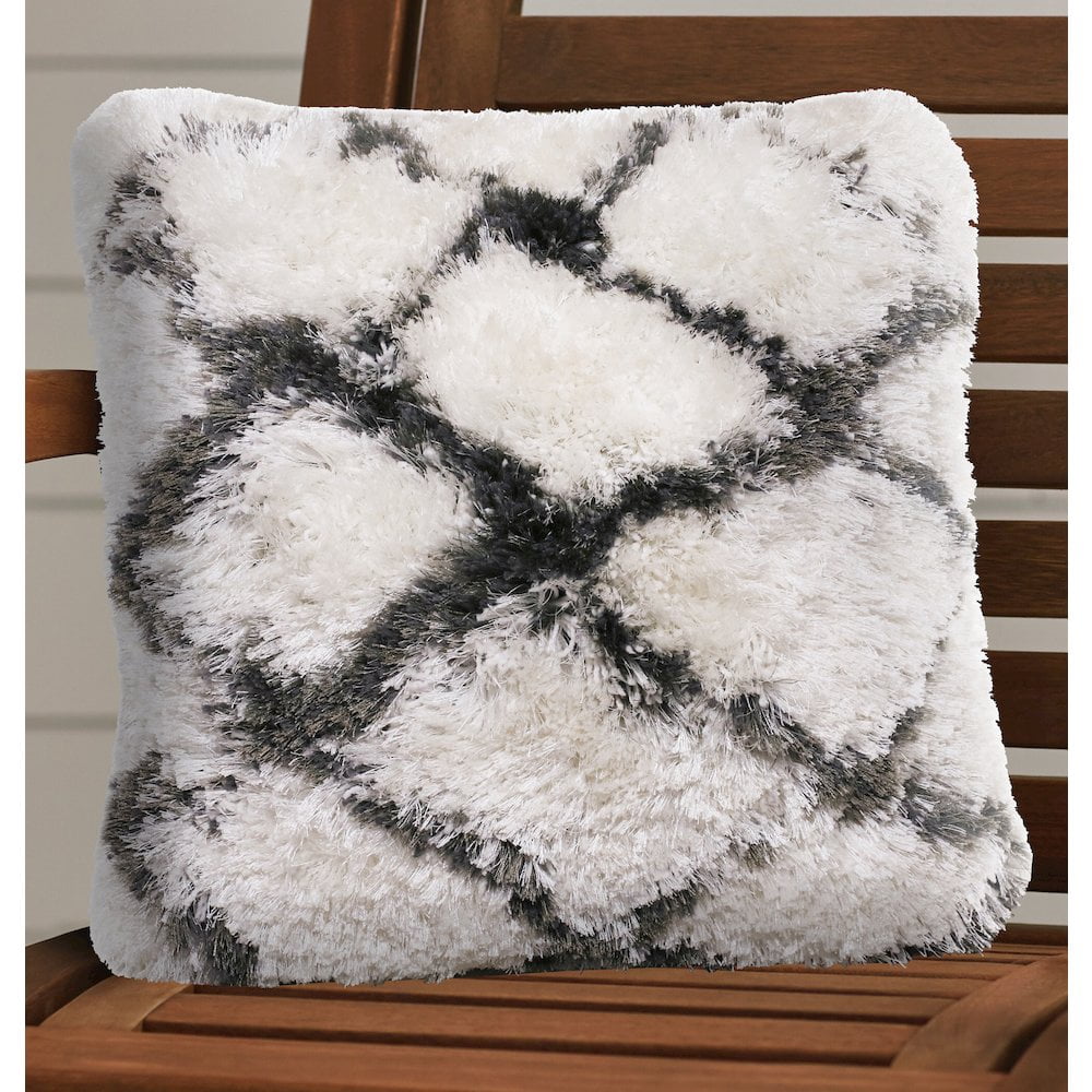 LR Home Shag Performance Pillow Set of 2 in White/Black, 20" x 20"