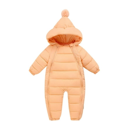 

DUAONETS Baby Boys Girls Long Sleeve Solid Winter Hooded Coat Jacket Thicken Windproof Warm Jumpsuit Outwear