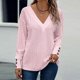 thumbnail image 4 of Oversized V-neck long-sleeved women's shirt with buttons and embroidered lace White XXL, 4 of 4