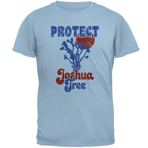 National Park Retro 70s Landscape Protect Joshua Tree Mens T Shirt Light Blue MD