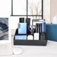 thumbnail image 2 of Pu Leather Desk Organizer with 5 Compartments Holder, Multi-Functional Office Supplies Storage Caddy for Pen/Pencil, Phones, Remote Controller and Desktop Accessorie Black（Only storage box）, 2 of 5