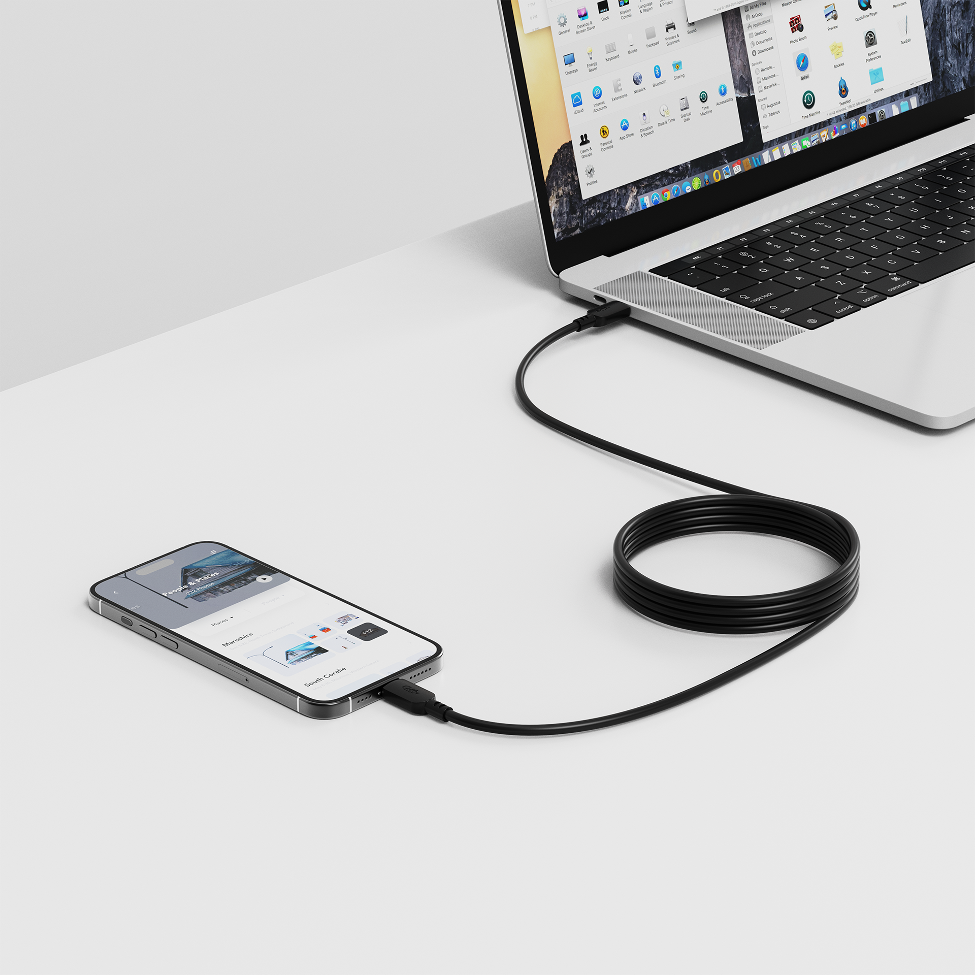 onn USB-C to USB-C Cable 6 ft, Gray photo 6