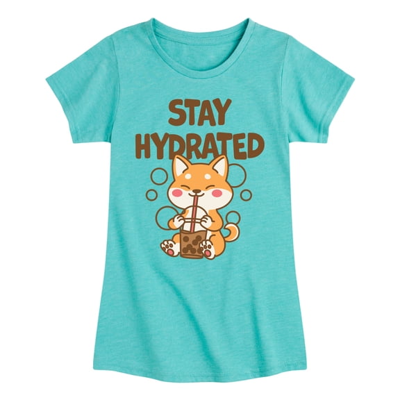 Instant Message - Stay Hydrated Shiba Inu - Toddler & Youth Girls Short Sleeve Graphic T-Shirt
