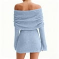 thumbnail image 4 of Women's Long Sleeve Bodycon Mini Dress Mesh Ruched Formal Wedding Guest Cocktail Dresses Light Blue S, 4 of 7
