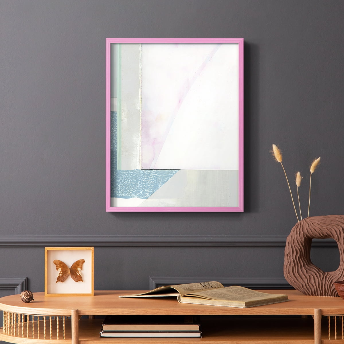 Couturier III Framed Print in Pink Solid Wood Framed Print No Nail Hanging