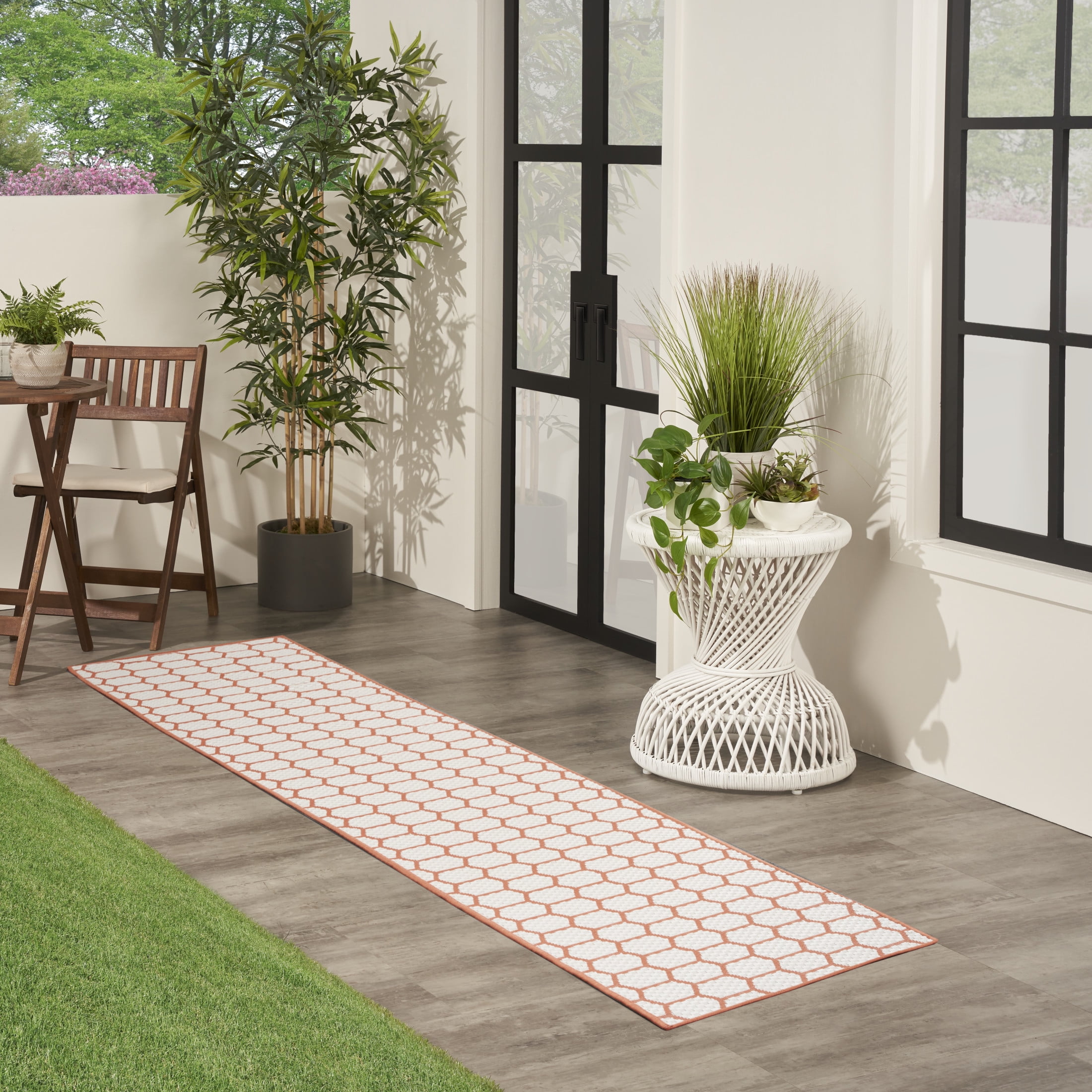 Nourison Reversible Indoor Outdoor 2'2" x 10' Coral Modern Rug