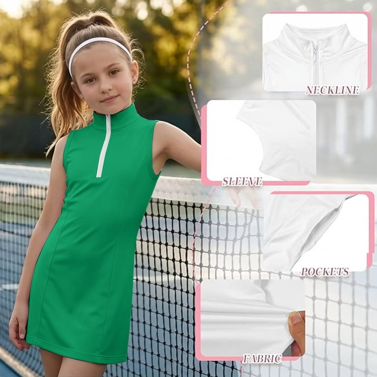 girls green athletic dress StudioSmooth Sleeveless Athletic Dress for Girls