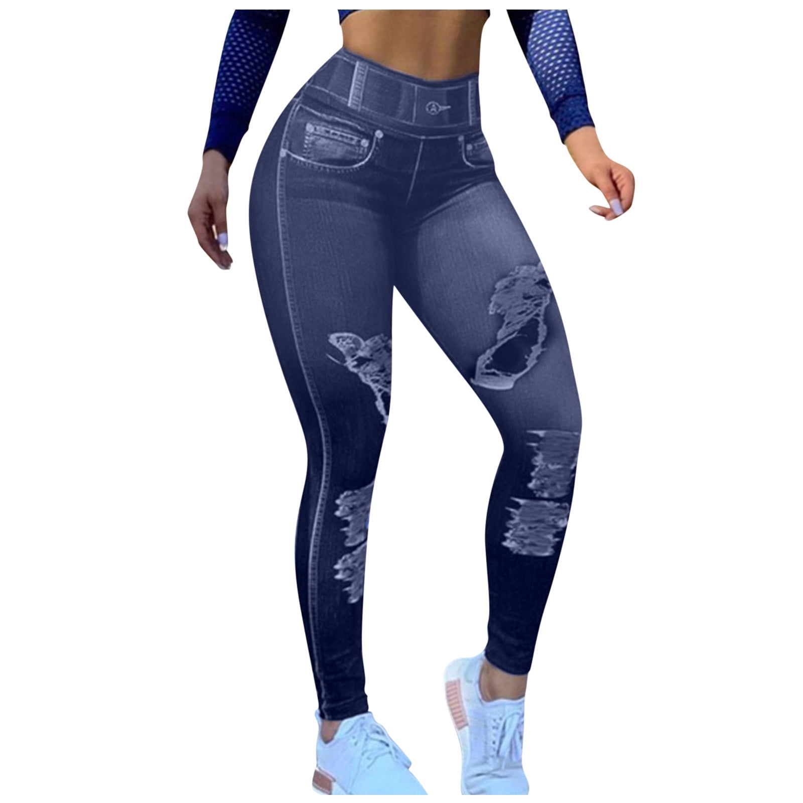 Capri Leggings With Pockets for Women Lifting Solid Skinny High