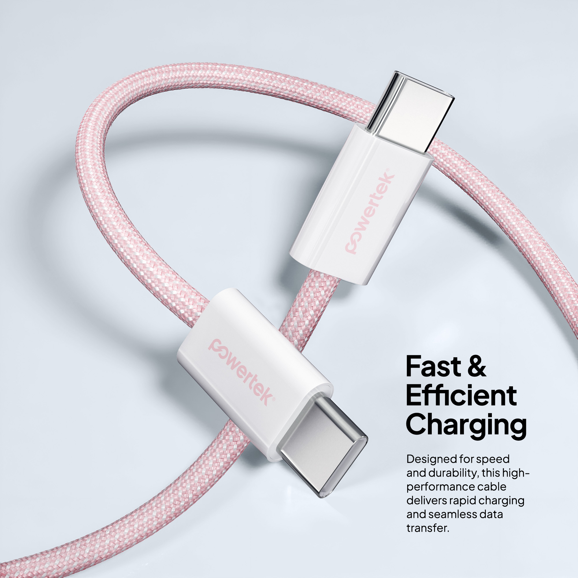 Liquipel Powertek Pastel Braided USB-C to USB-C - Pink