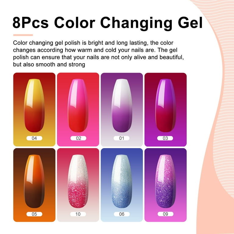 Gel Nail Kit with UV Lamp, 8Pcs Color Changing Gel Nail Polish with Base Top Coat Nail Manicure Set - Walmart.com