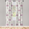 thumbnail image 3 of Ambesonne Floral Curtains, Lotus Flowers Watercolor Art, Pair of 28"x84", Hot Pink and Pale Blue, 3 of 5