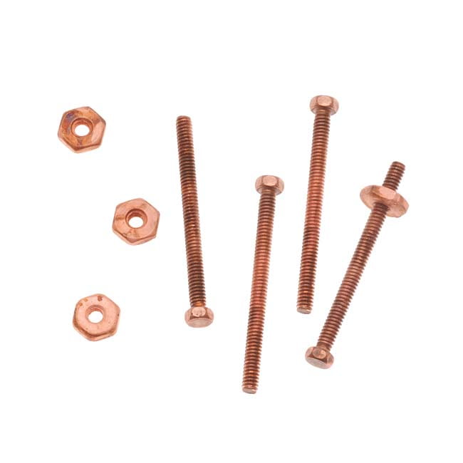 Nunn Design Antiqued Copper Plated 3/4 Inch Hex Micro Screw And Nut Set