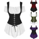 thumbnail image 3 of Vestido Medieval renacentista Victoria para mujer, disfraces de Cosplay Steampunk, camisa gótica de Carnaval de Halloween, chaleco, ropa de pirata vikingo, 3 of 3