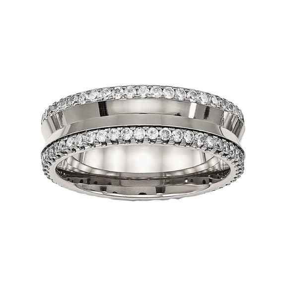Titanium Polished with CZ Ring