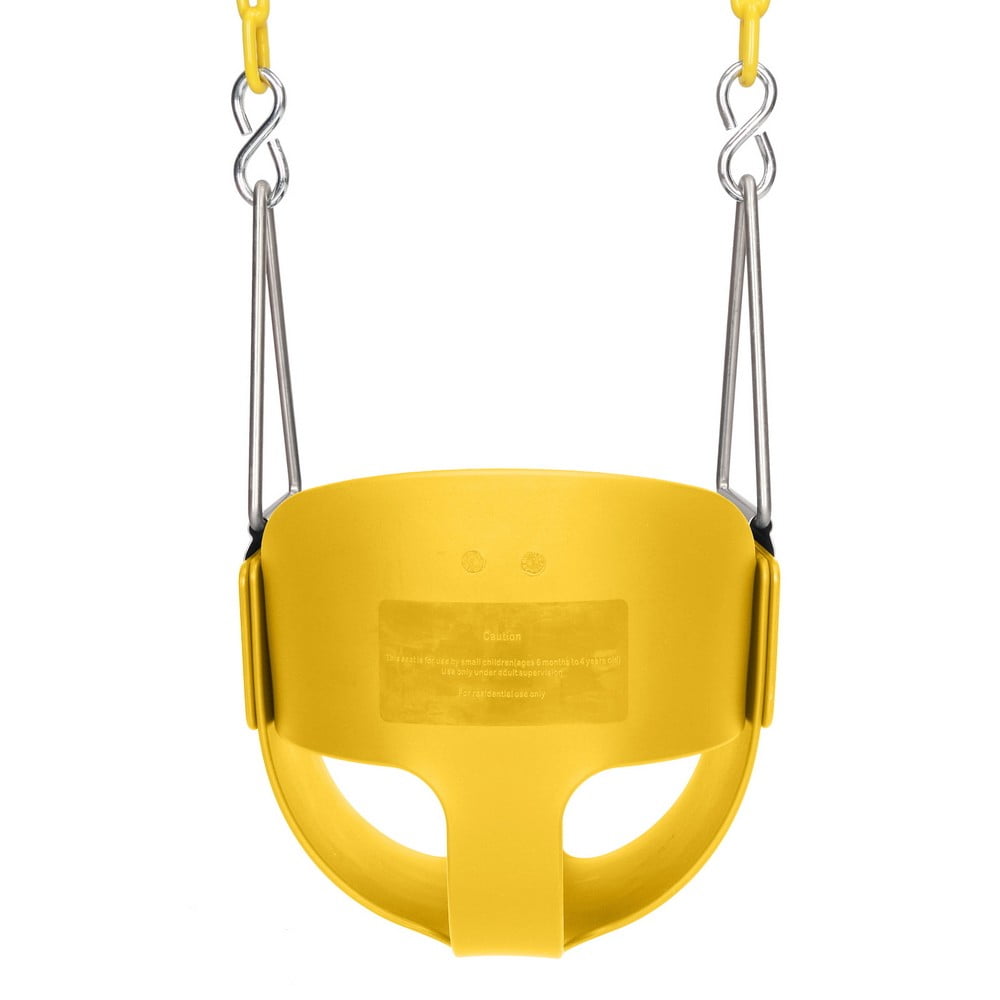 Full Bucket Swing Set for Toddler Baby Seat Playground Outdoors Play Fun Yellow 