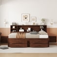 thumbnail image 3 of Full Size Captain Bed with Storage Bedside Cabinets& four drawers, Daybed with Underbed Storage Cabinet, Antique Brown, 3 of 9