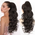 thumbnail image 2 of Ponytail Extension,24 Inch Claw Clip in Long Curly Wavy Black Brown Ponytail Hair Extension Jaw Clip  Pony Tails Hairpiece for Women, 2 of 7