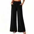 thumbnail image 2 of QQZ Flowy Palazzo Wide Leg Pants For Women, Elastic Waist Drawstring Casual Joggers, Daily Lounging Beach Vacation Outfits, 2 of 9