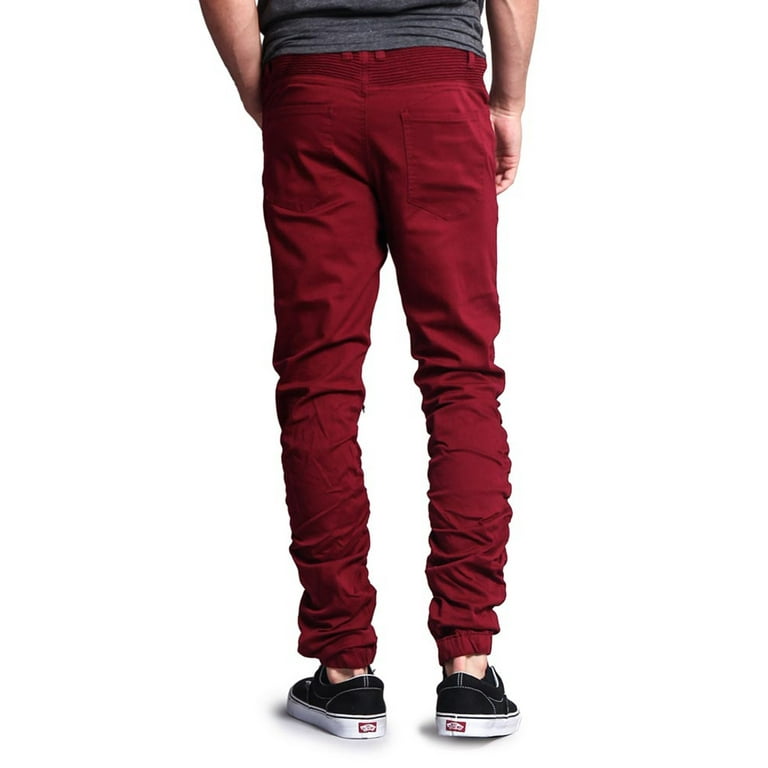 Victorious Men s Scrunch Stacked Biker Twill Jogger Pants JG882