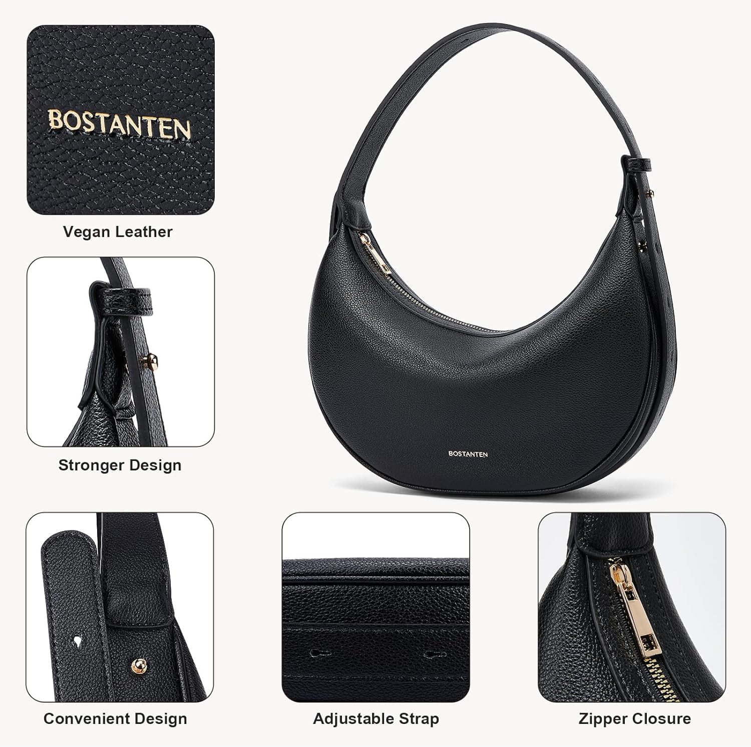 Crescent Shoulder Bag for Women Trendy Crossbody Hobo Purse Vegan Leather Clutch Handbag Adjustable Strap