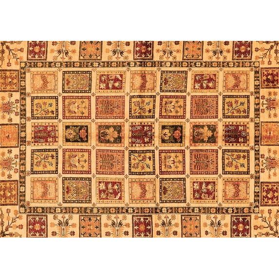 Ahgly Company Indoor Rectangle Oriental Orange Modern Area Rugs, 8' x 10'