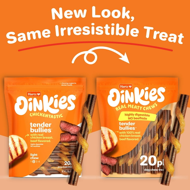Hartz Oinkies Chickentastic Tender Bullies, Digestible Chewy Dog