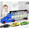 thumbnail image 7 of Toy Truck Rig Die-Cast Carrier Truck with 6 Friction Powered Alloy High Speed Battery-less Racing Cars, 7 of 7